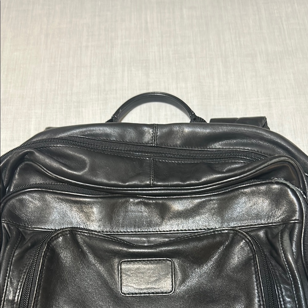 TUMI Alpha Brief Pack Backpack Black Leather Bag - Picture 10 of 10